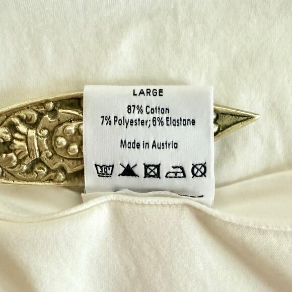 Wolford Ontario Tank Top Size Large 59244 V-neck Cream Satin Trim Minimalist - Picture 4 of 5